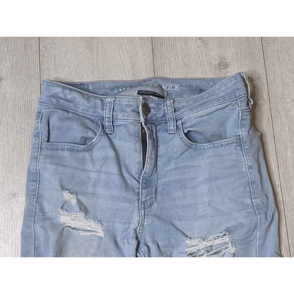 American Eagle Distressed Hi-Rise Jegging Size 6 Women's Super Stretch X Jeans - Picture 2 of 12